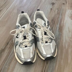 New Balance Silver and White Running Shoes